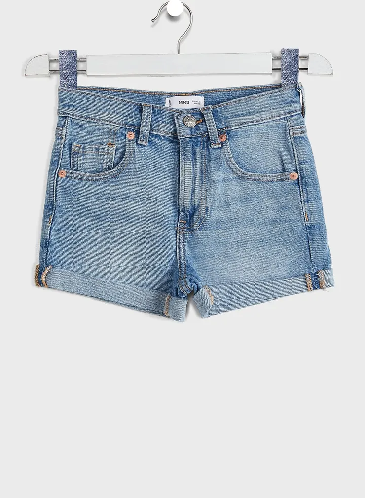 Kids Light Wash Denim Shorts