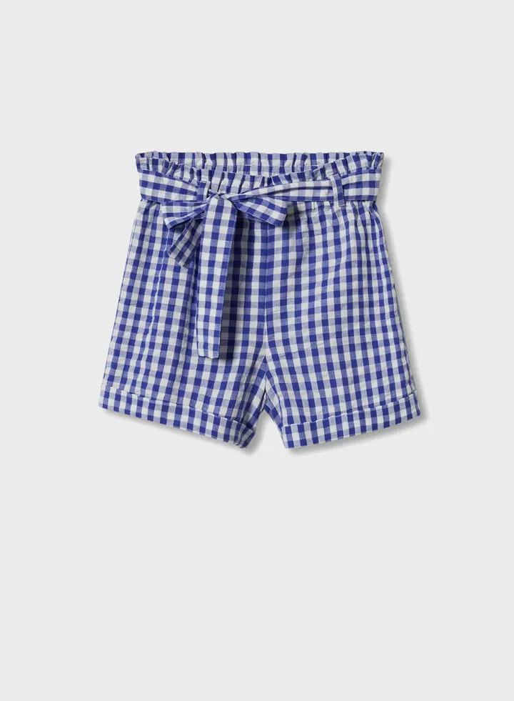 Kids Tie Waist Checked Shorts