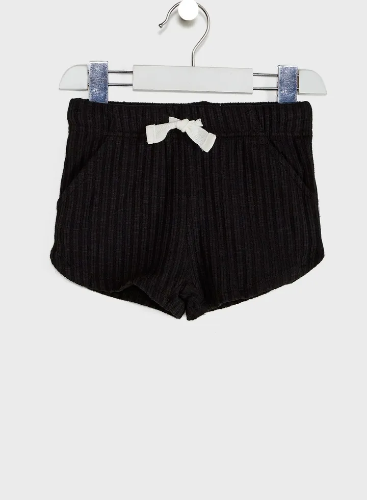 Kids Ribbed Tie Waist Shorts