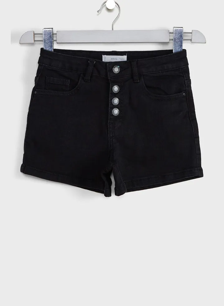 Kids Button Detail Denim Shorts