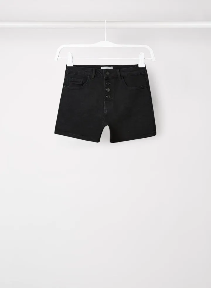 Teen Buttoned Denim Shorts Black