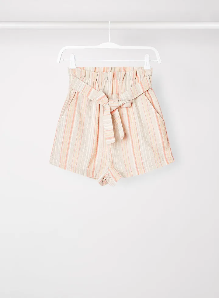 Teen Striped Shorts Beige