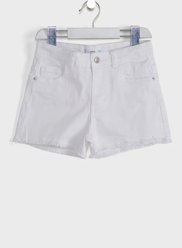 Kids Frayed Hem Denim Shorts
