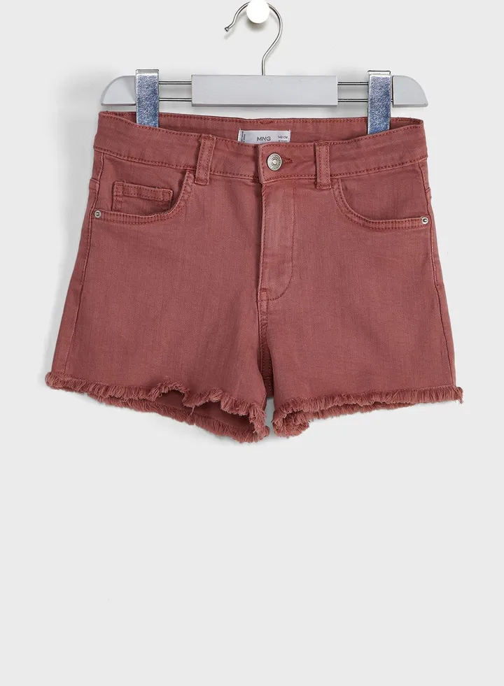 Kids Frayed Hem Denim Shorts
