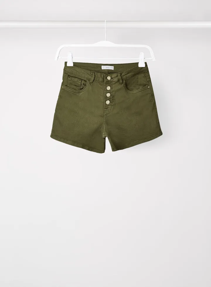 Teen Buttoned Denim Shorts Green