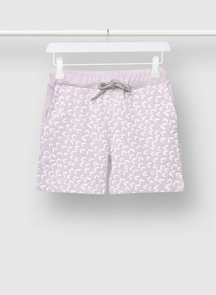 Girls Printed Casual Shorts Purple/White