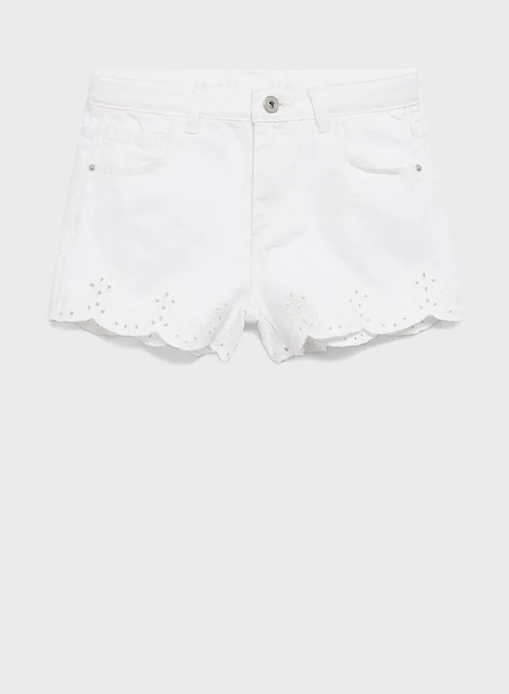 Kids Embroidered Denim Shorts