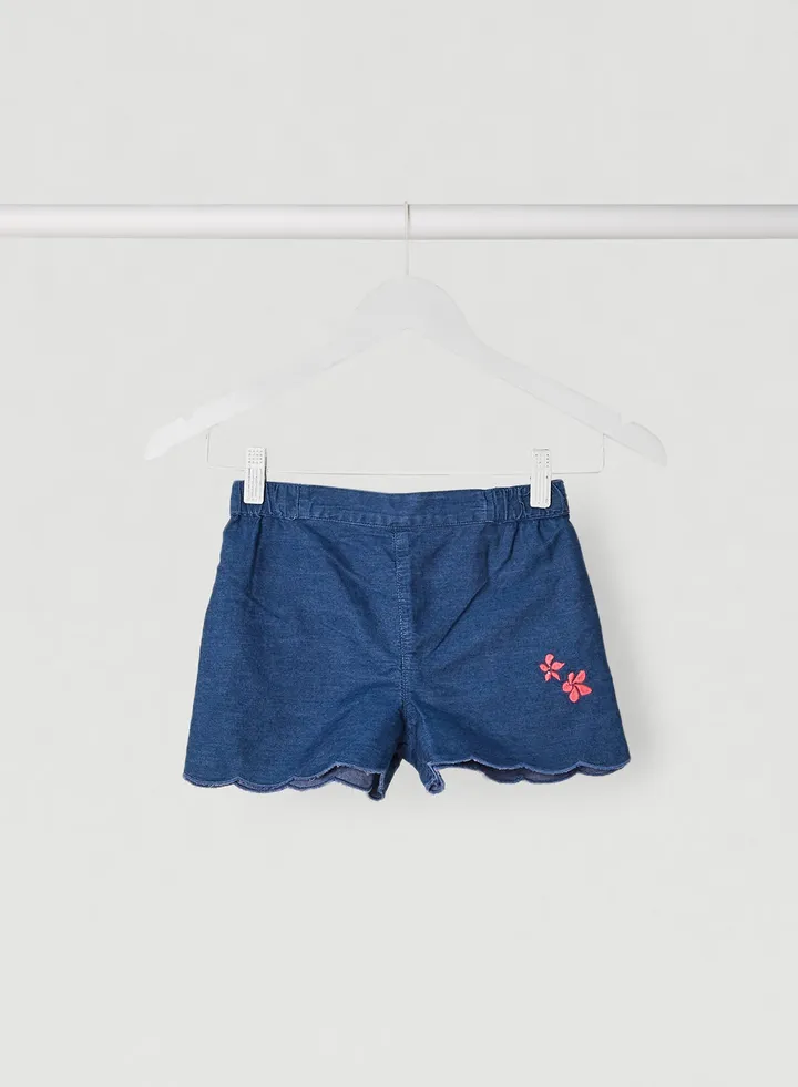 Teen Scalloped Hem Shorts Indigo