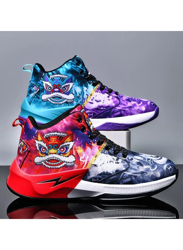 Men's and Women's High Top Youth Graffiti Basketball Shoes