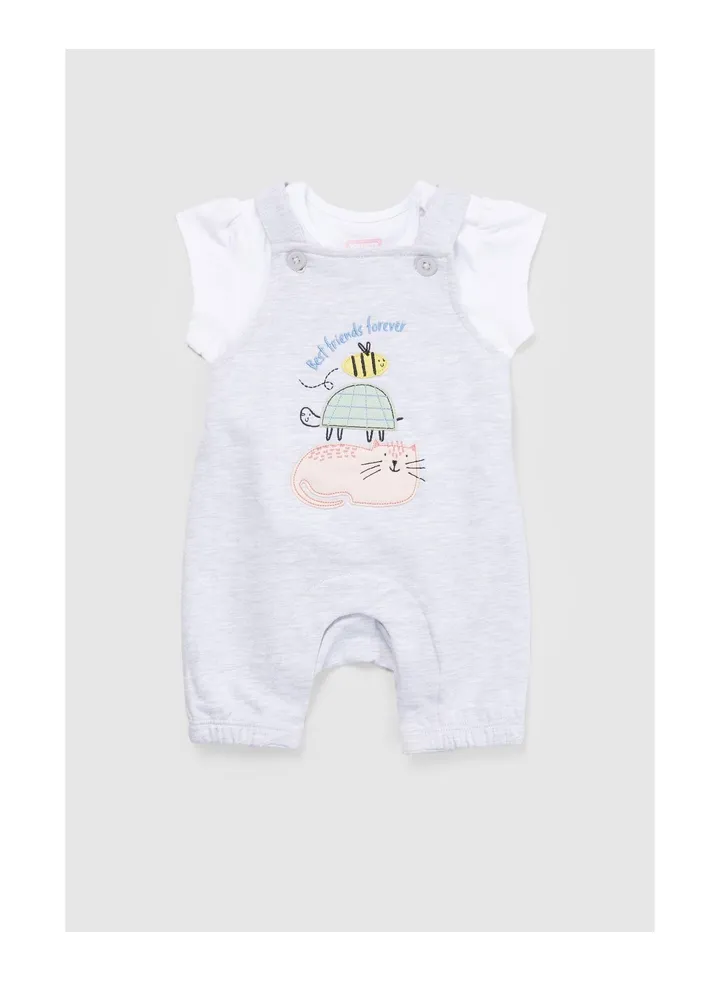 Baby Girls Stacked Animals Bibshort