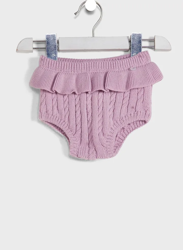Girls Infant Knitted Plain Acrylic Shorts Purple