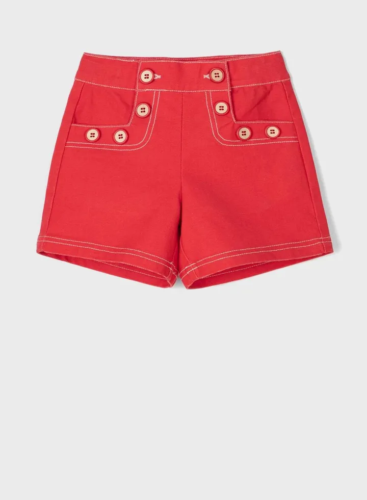 Button Detail Shorts Red