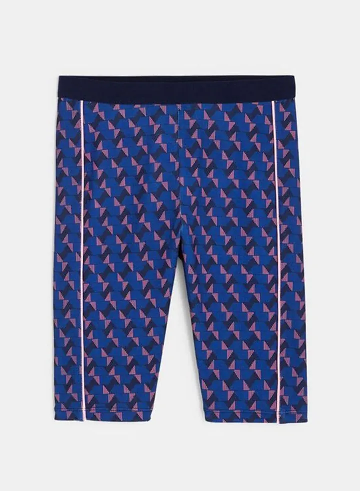Printed Waistband Shorts Blue