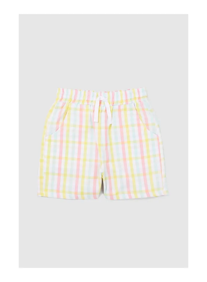 Younger Girls Woven Check Shorts