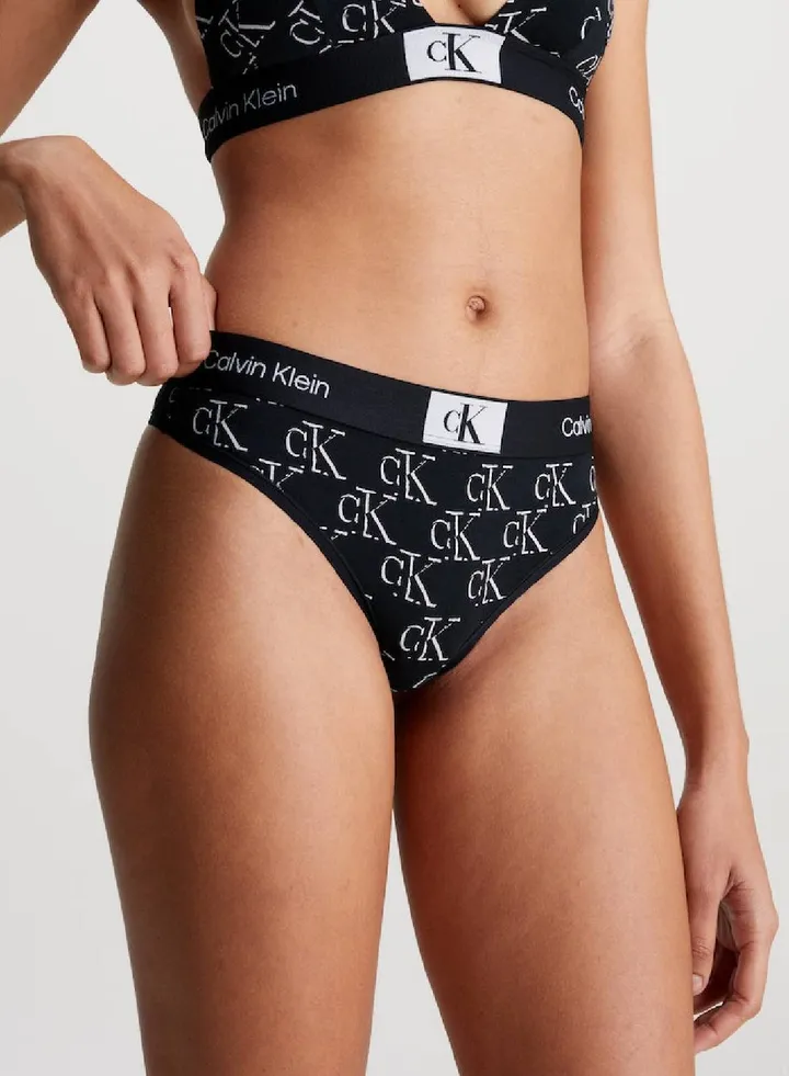 Women's Thong - CK96 - cotton elastane blend, Black