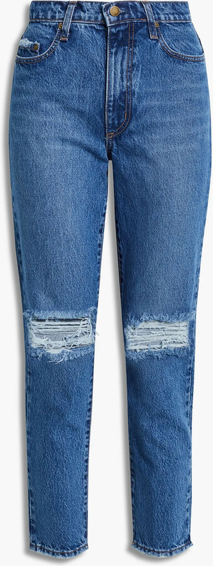 Bessette distressed high-rise slim-leg jeans
