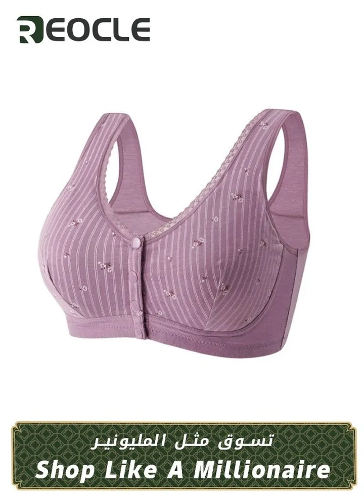 Front Closure Beauty Back Comfy Bra 5D Shaping Push Up Seamless Breathable Bra for Womens Purple