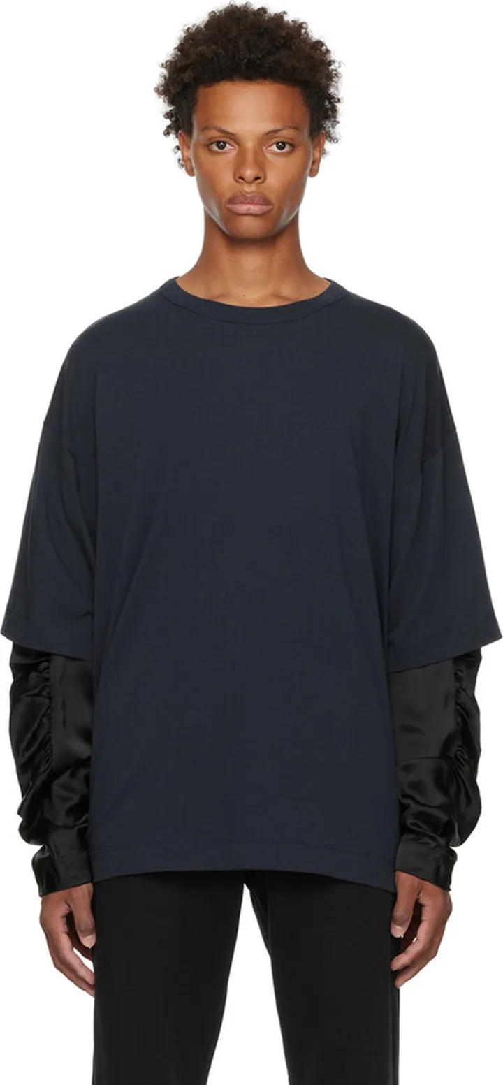 Dries Van Noten Navy Layered Long Sleeve T-Shirt