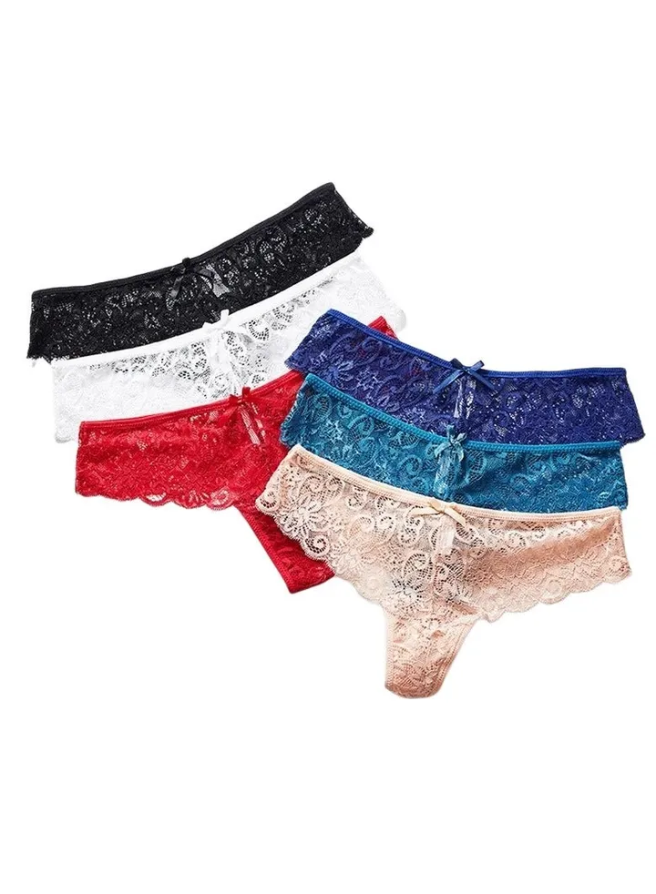 Women 6Pack Floral Lace Thong Panty Underwear G String Panties