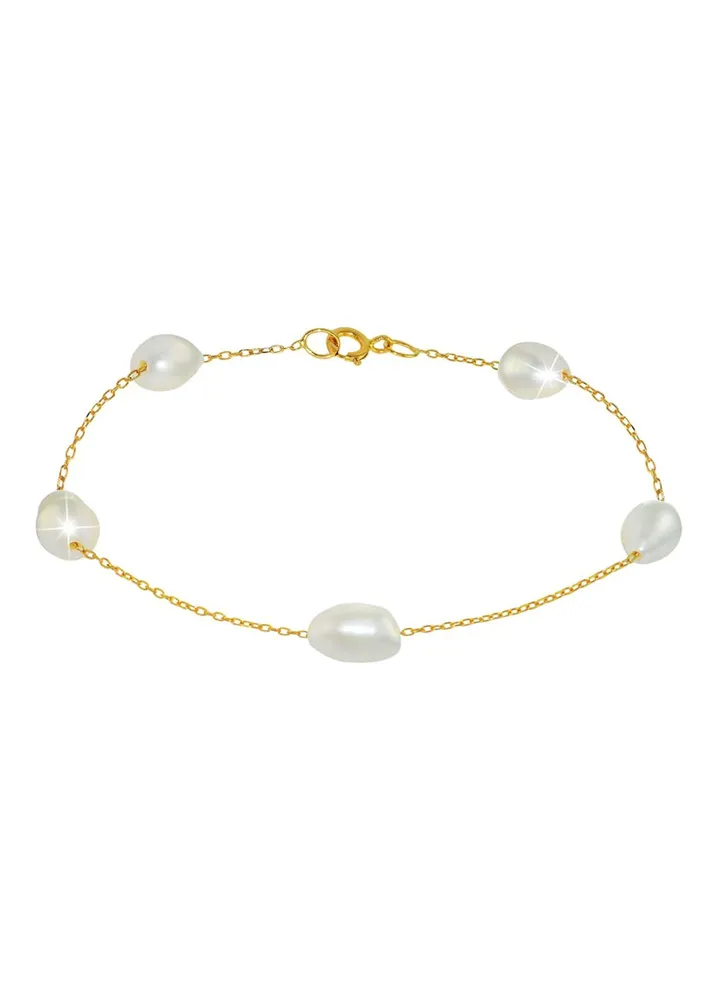 18 Karat Gold Pearl Bracelet
