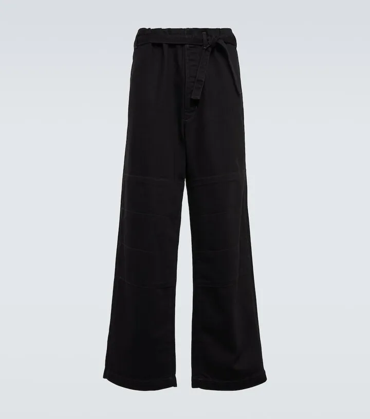 Belted wide-leg cotton jeans