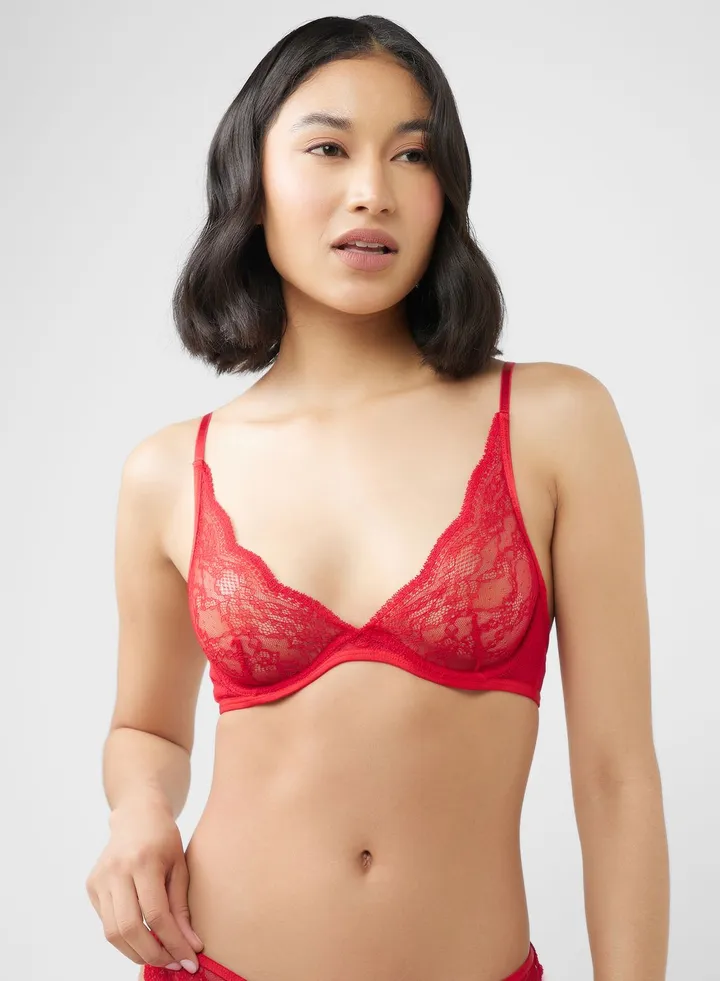 Non Padded Plunge Lace Bra