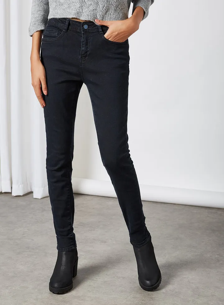 Dual Pocket Skinny Jeans Blue Black Denim