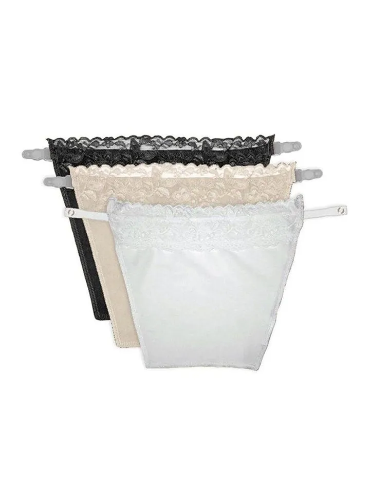 3-Piece Clip-On Mock Lace Camisole Camisecret Black/White/Beige