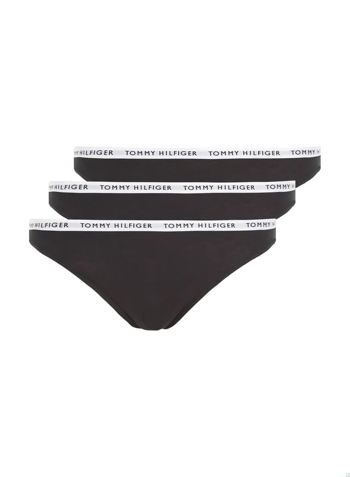 Women's 3-Pack Logo Waistband Briefs Underwear Bottoms, Black