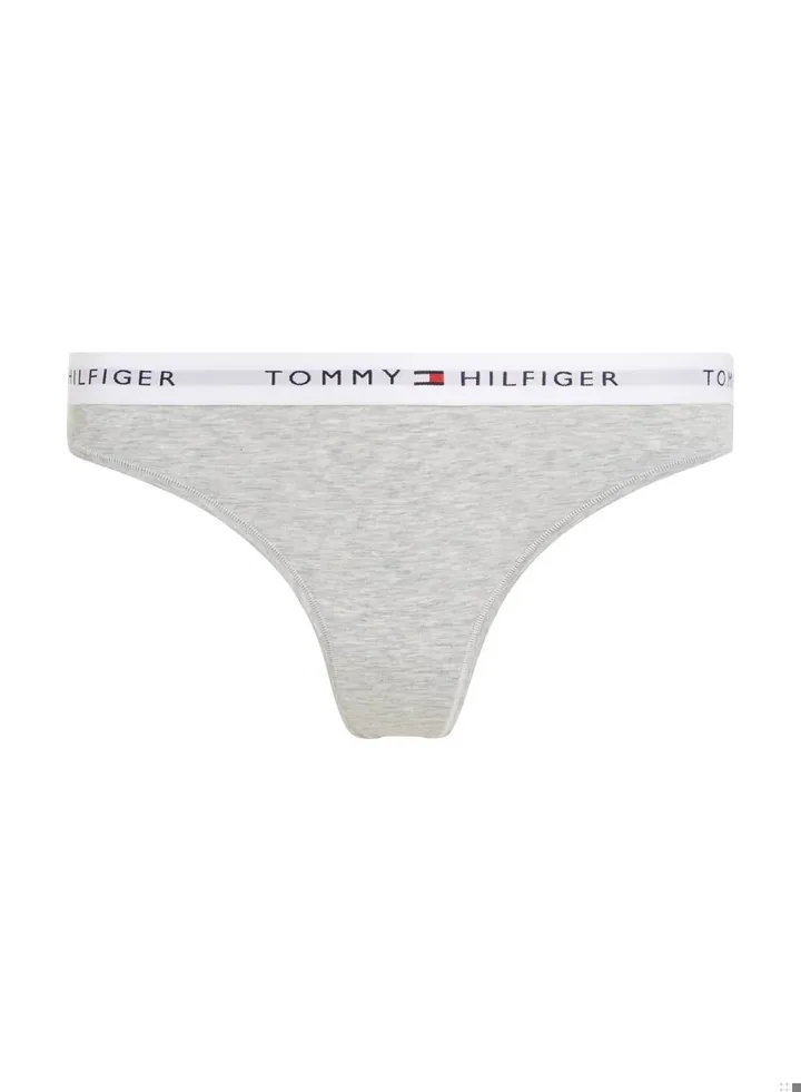 Women's Icon Logo Waistband Thong Underwear Bottoms, Grey