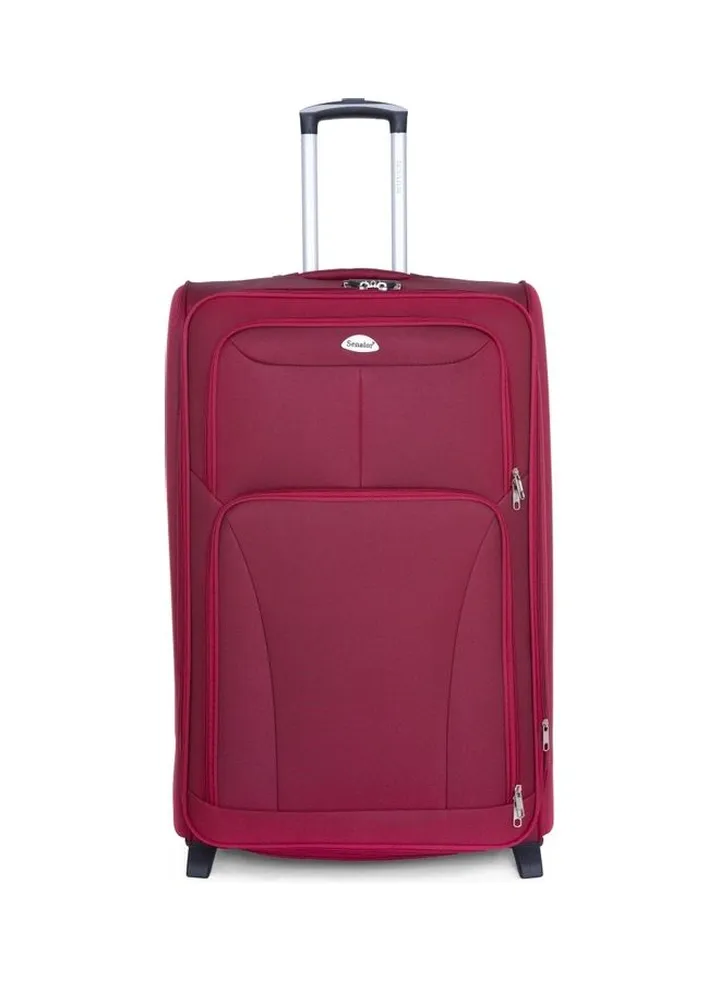 Soft Shell Travel Bag Medium Checked Luggage Trolley for Unisex Ultra Lightweight Expandable Suitcase With 2 Wheels Burgundy