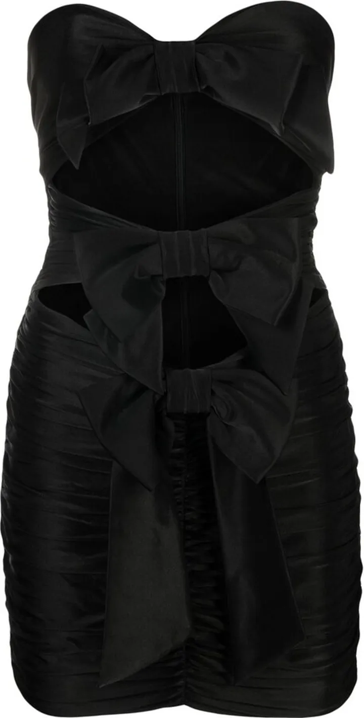 Black Bow Embellished Mini Dress