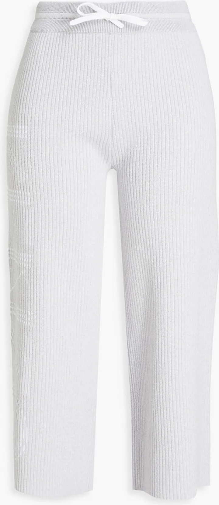 Cropped logo-jacquard ribbed cotton-blend track pants