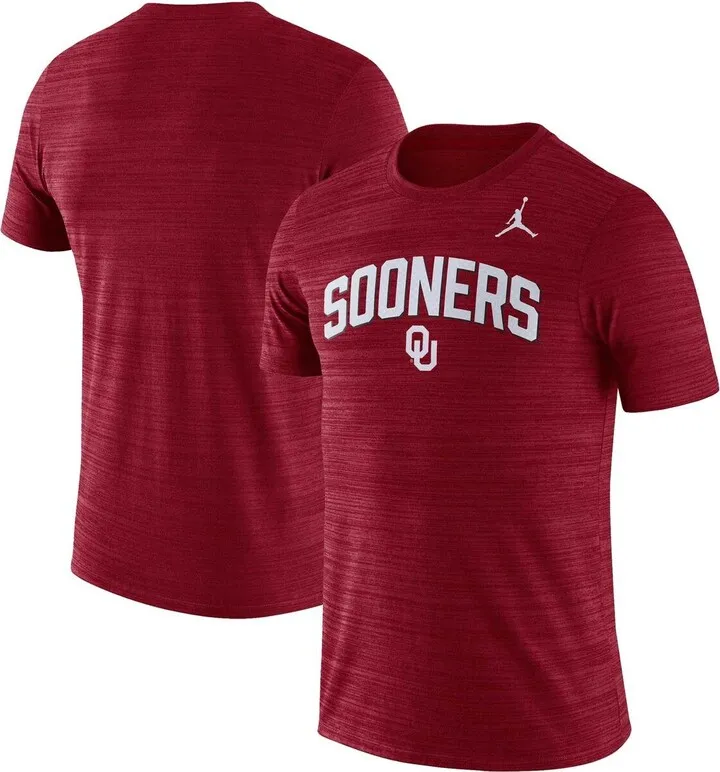 Men's Jordan Brand Crimson Oklahoma Sooners 2022 Game Day Sideline Velocity Performance T-shirt