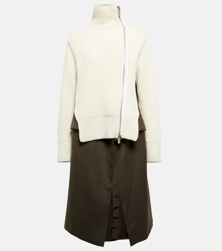 Layered wool-blend coat