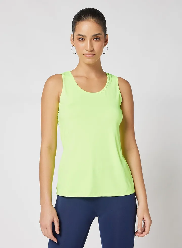 Stylish ComfortableRacer back sports vest round neck Green
