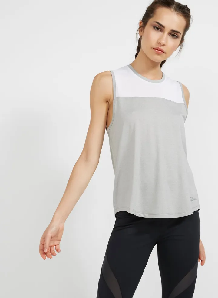 Mesh Sleeveless Top Grey/White