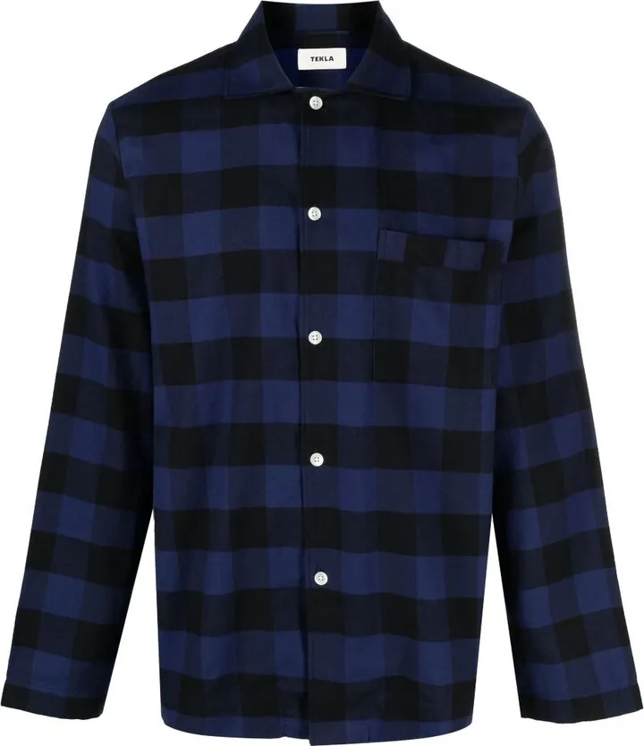 Blue Check Print Organic Cotton Pyjama Shirt