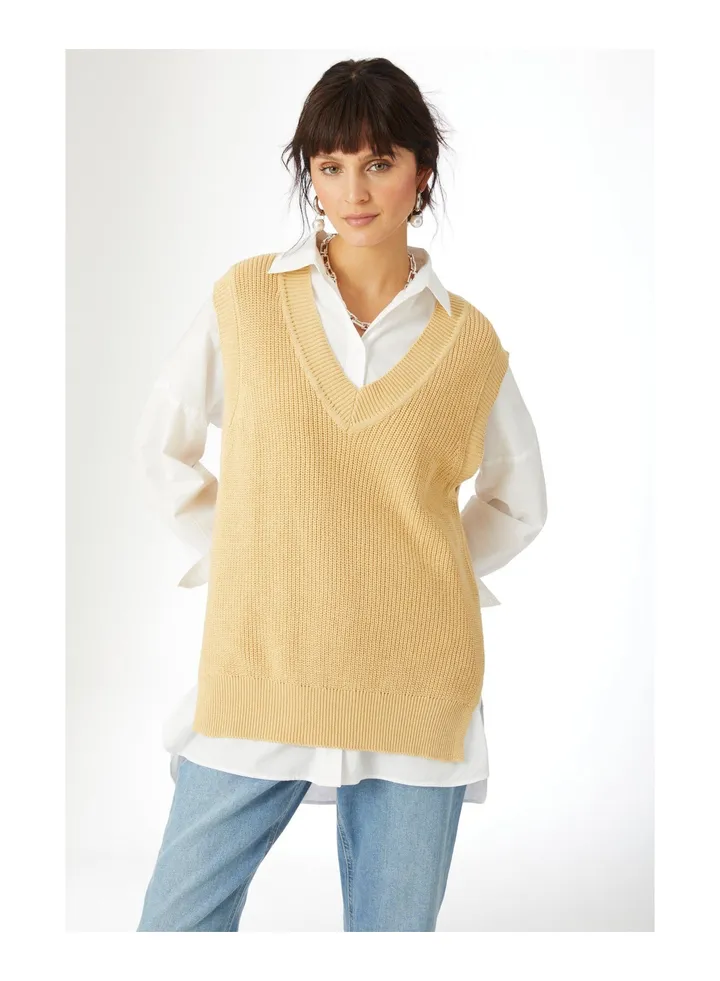 Cotton V Neck Knitted Tank