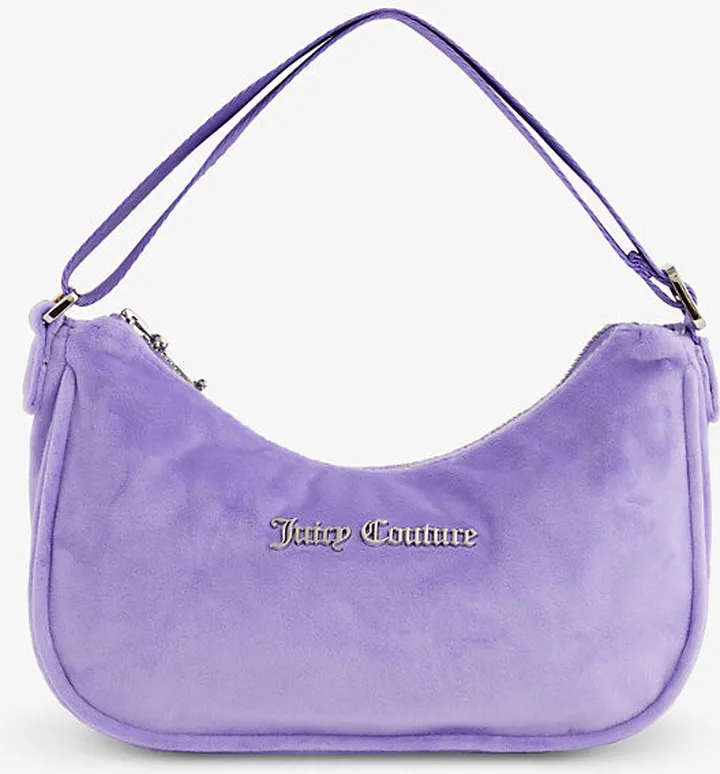 Womens Violet Tulip Logo-plaque Velour Shoulder bag