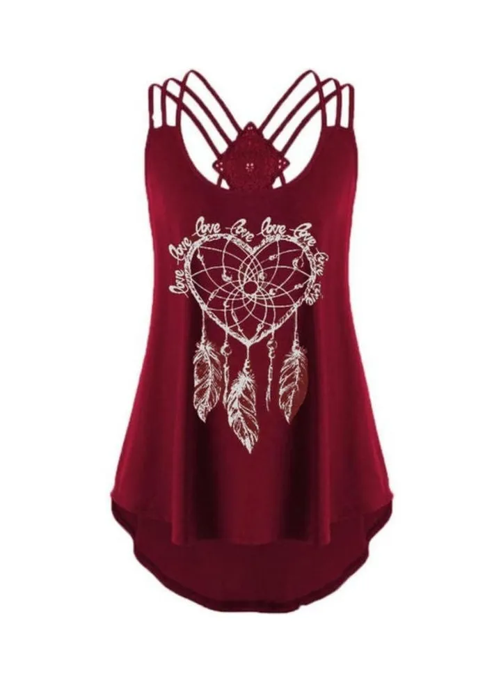 Summer Casual Tank Top Wine Red