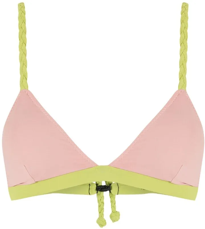 Contrast-Trim Triangle Bikini Top
