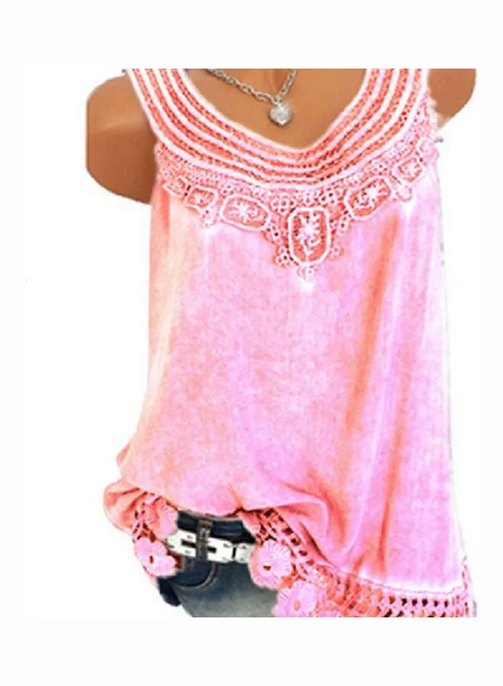 Summer Sleeveless T-shirt Pink