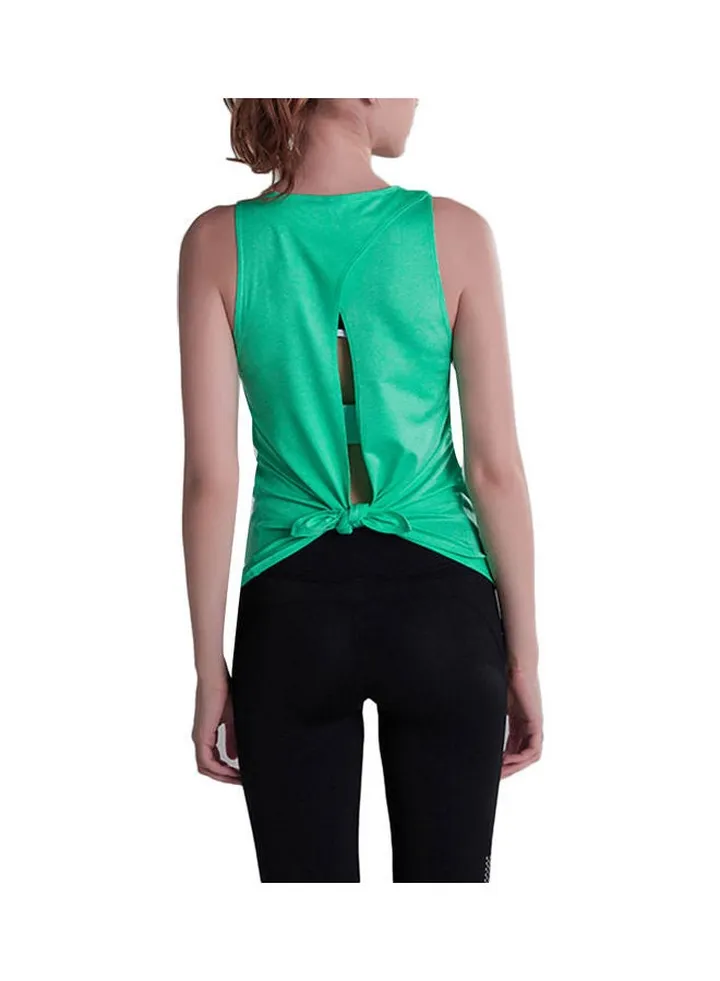 Open Back Camisole Tank Top Sports Vest Green