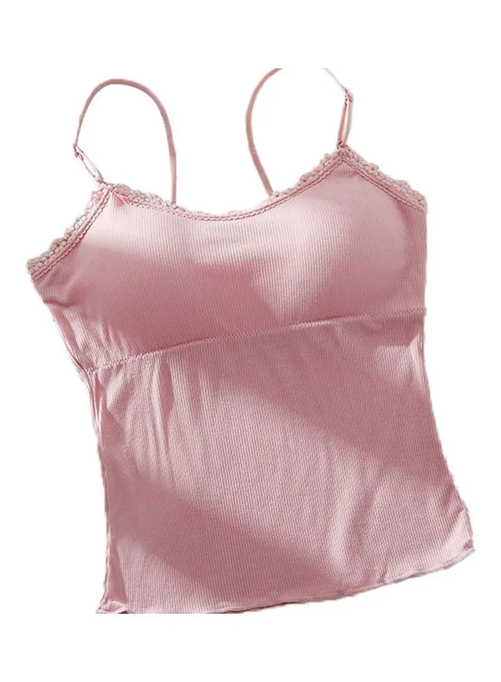 Padded Underwear Sleeveless Vest Top Pink