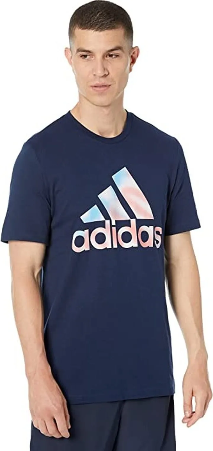 adidas Americana Badge of Sport Tee (Collegiate Navy) Men's Clothing
