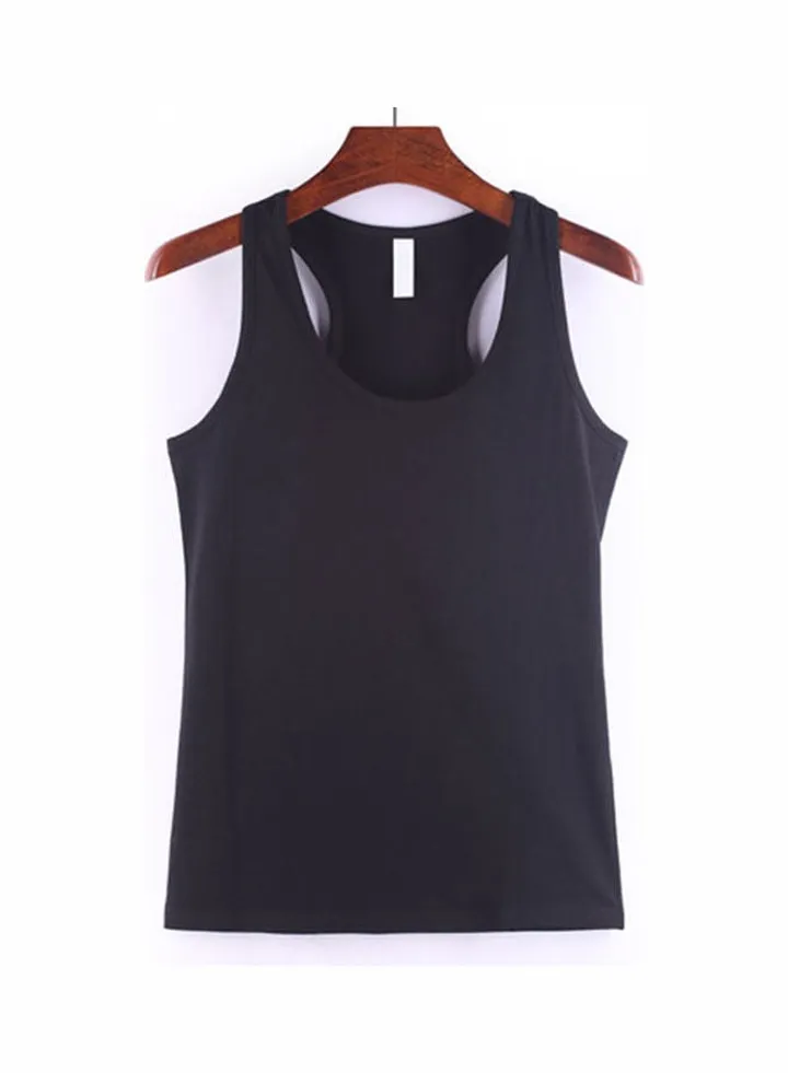 Women Soft Cotton Wideband Knitted Sleeveless Vest Black