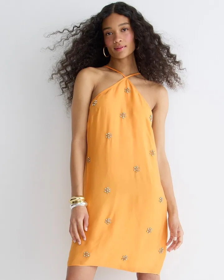 Collection limited-edition embellished halter mini dress in cupro blend