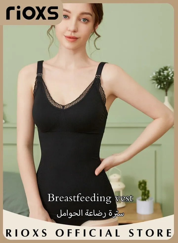 Women's Nursing Vest Built-In Bras Maternity Camisole For Breastfeeding Pregnant Women Bra Free Nursing Vest