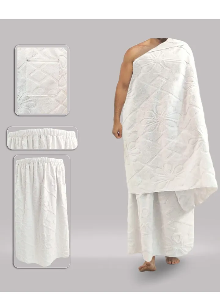 Ihram for men with tight elastic covers, 100% cotton, luxurious Egyptian manufacture